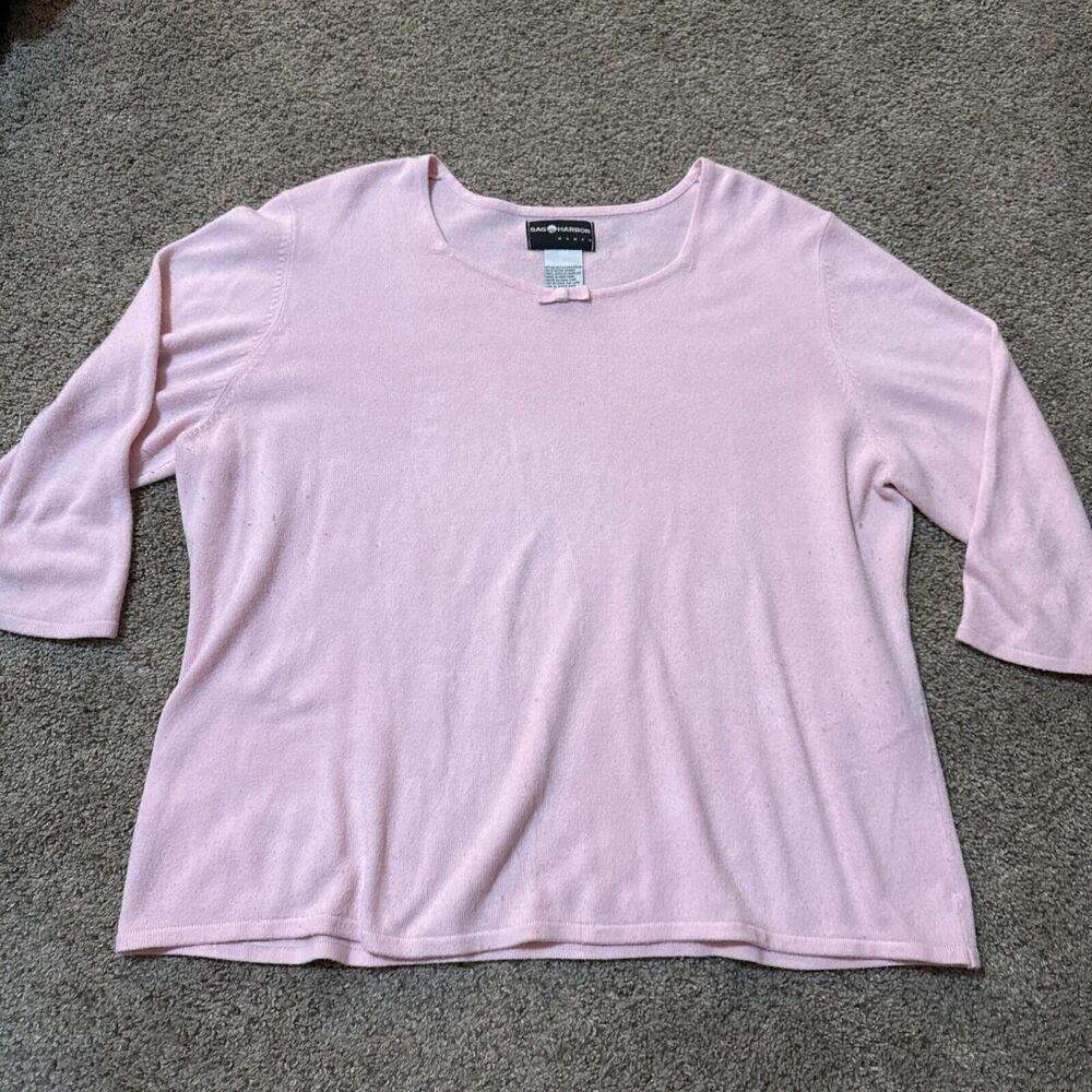 VTG SAG HARBOR Half SLEEVE Pink RETRO Bow Coquette Preppy Princess 2XL XXL Girly